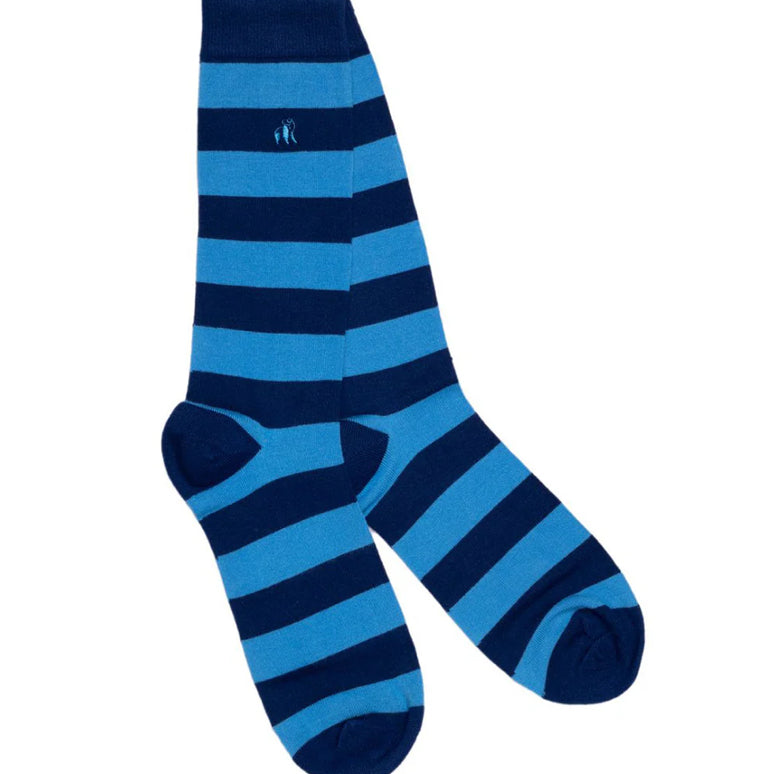 Sky Blue Striped Bamboo Socks