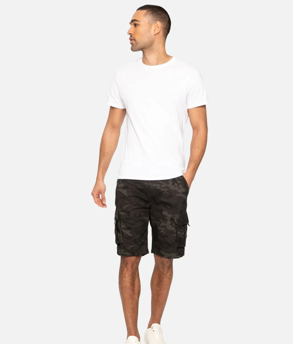 Threadbare Mens Charcoal Camo Cargo Shorts