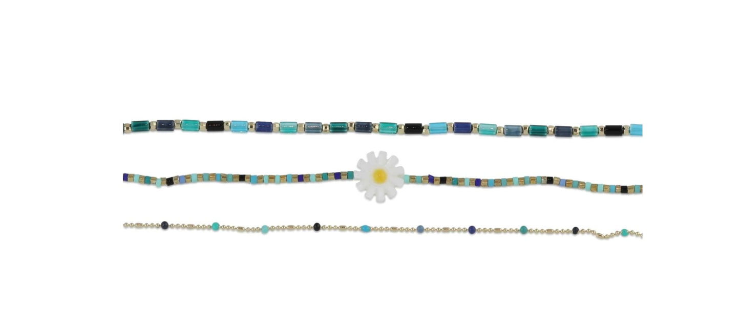 Big metal London Cressida Pack of 3 Anklets