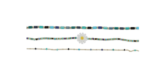 Big metal London Cressida Pack of 3 Anklets