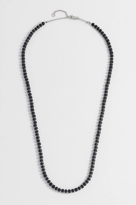 Mens Gemstone Rondelle Necklace -Black Onyx