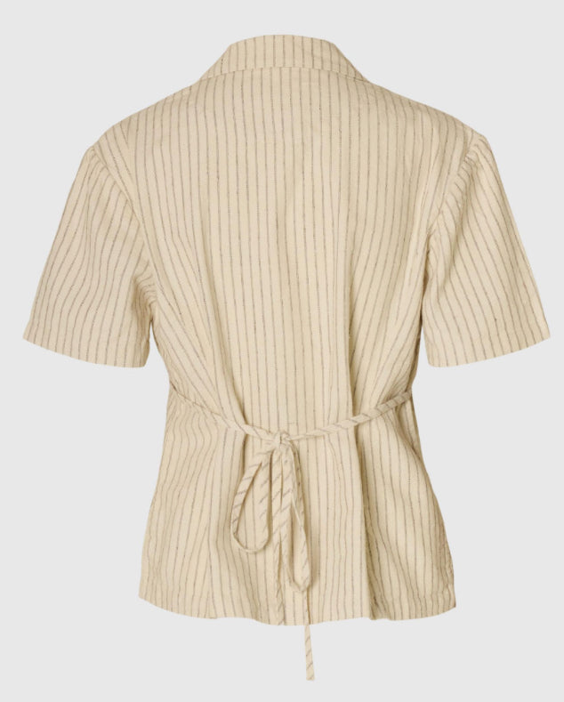 SLFJOHANNE SS STRIPE BELTED TOP