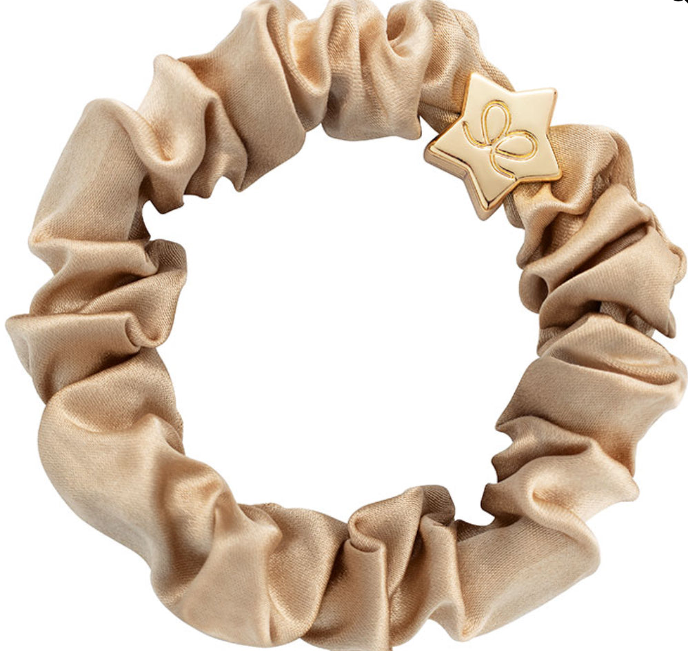 Gold Star Silk Scrunchie - Sand