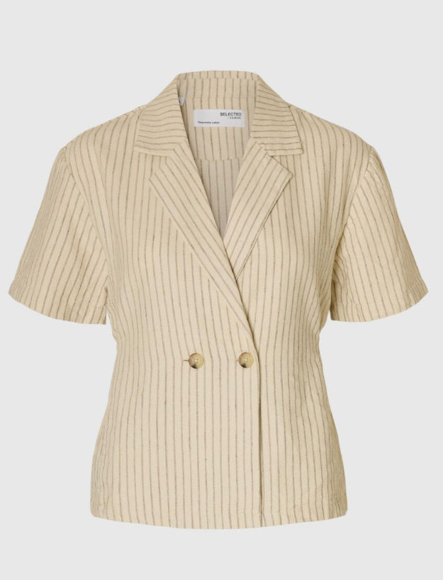 SLFJOHANNE SS STRIPE BELTED TOP