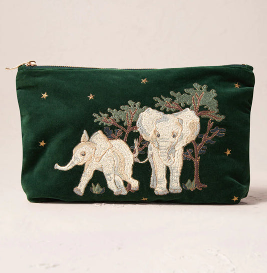Baby Elephant Conservation Forest Velvet Everyday Pouch