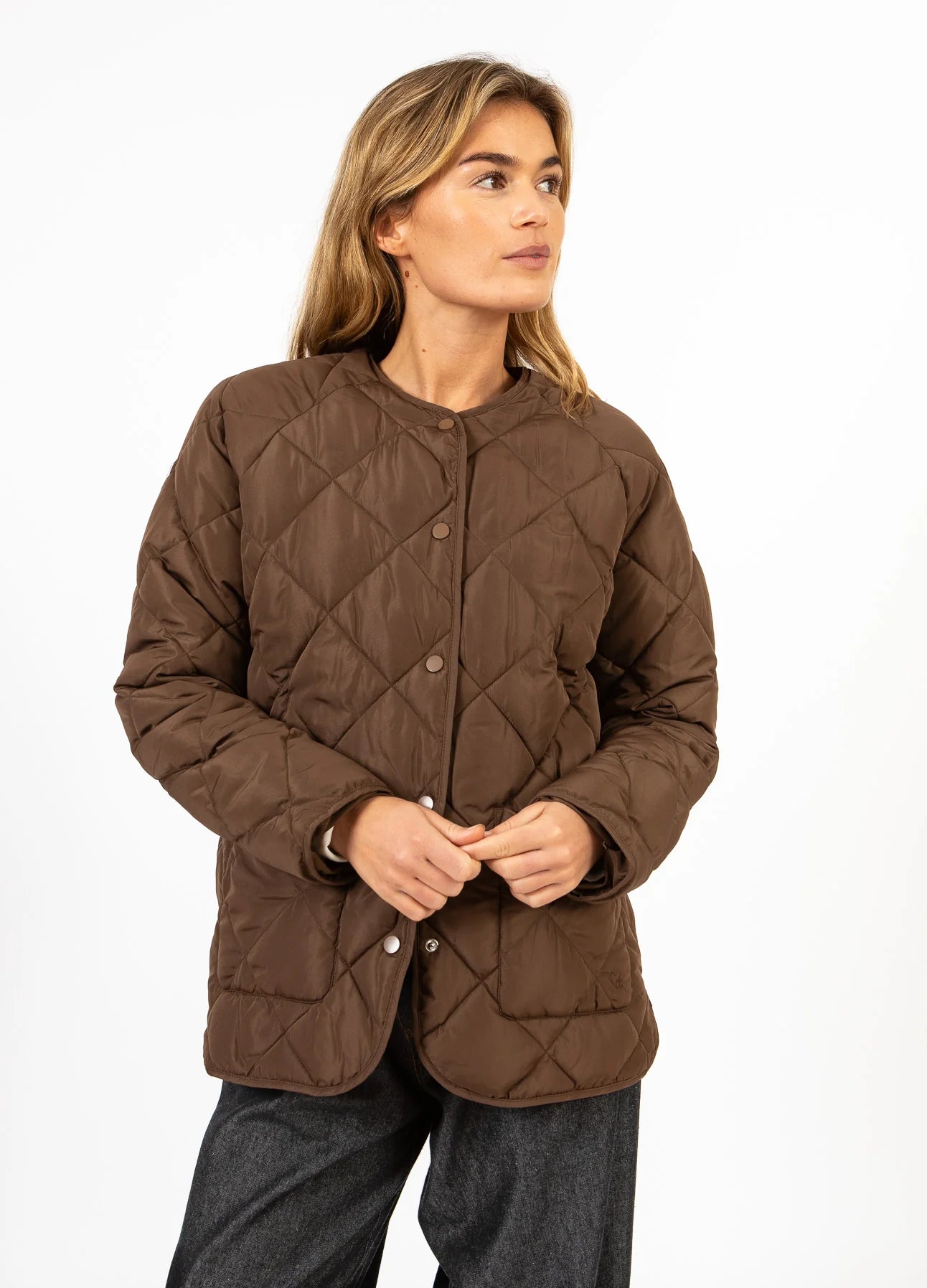 CC Heart ASTA Quilted Loose Jacket - Chocolate Brown