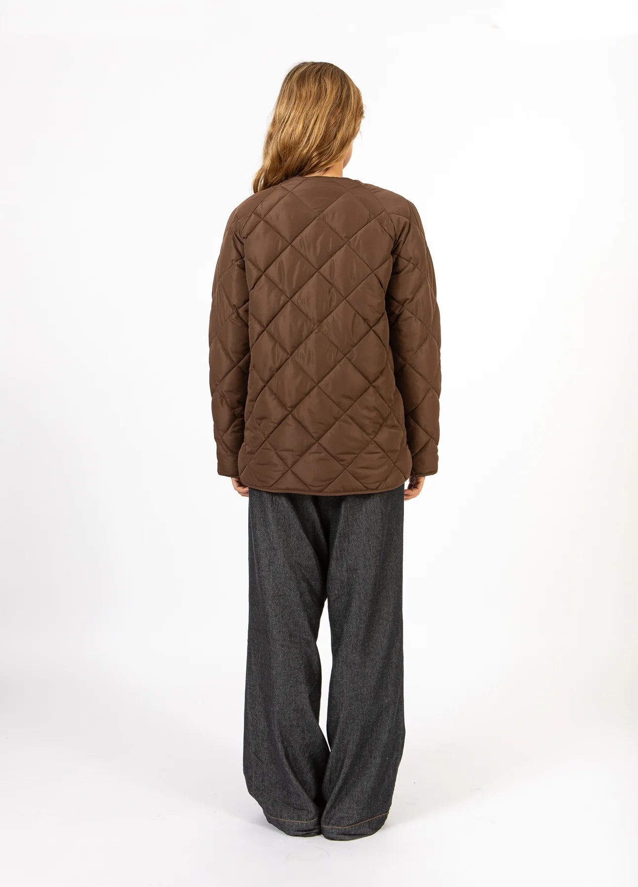CC Heart ASTA Quilted Loose Jacket - Chocolate Brown