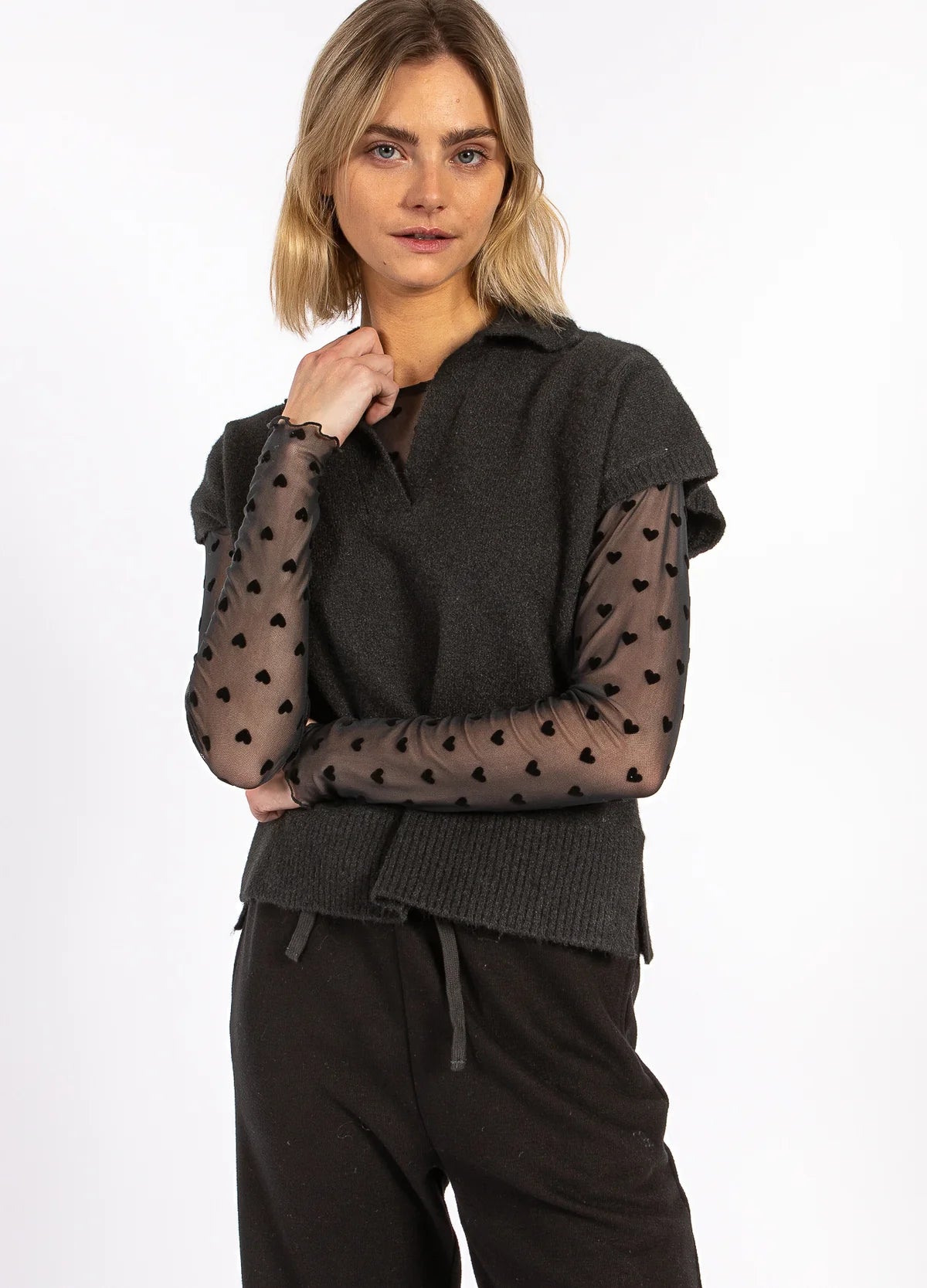 CC Heart EMERIE Knit Polo Top