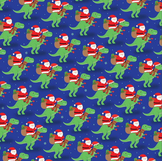 Santa On Dino Gift Wrap