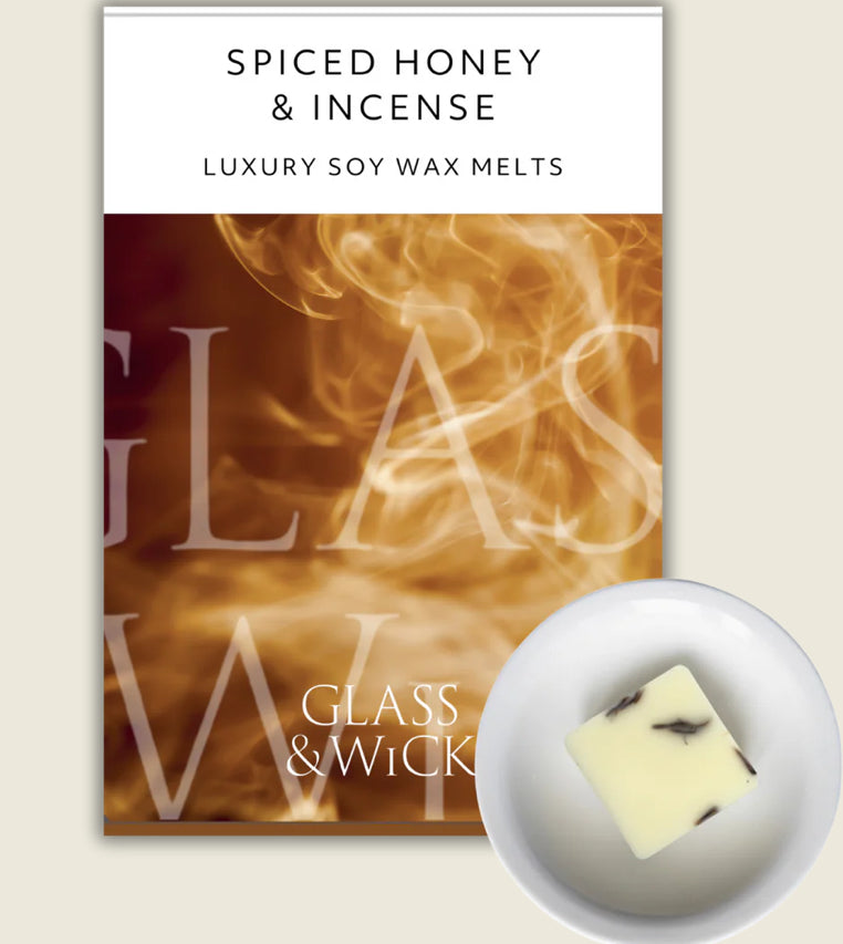 Glass & Wick Spiced Honey And Sandalwood -Luxury Soy Wax Melts
