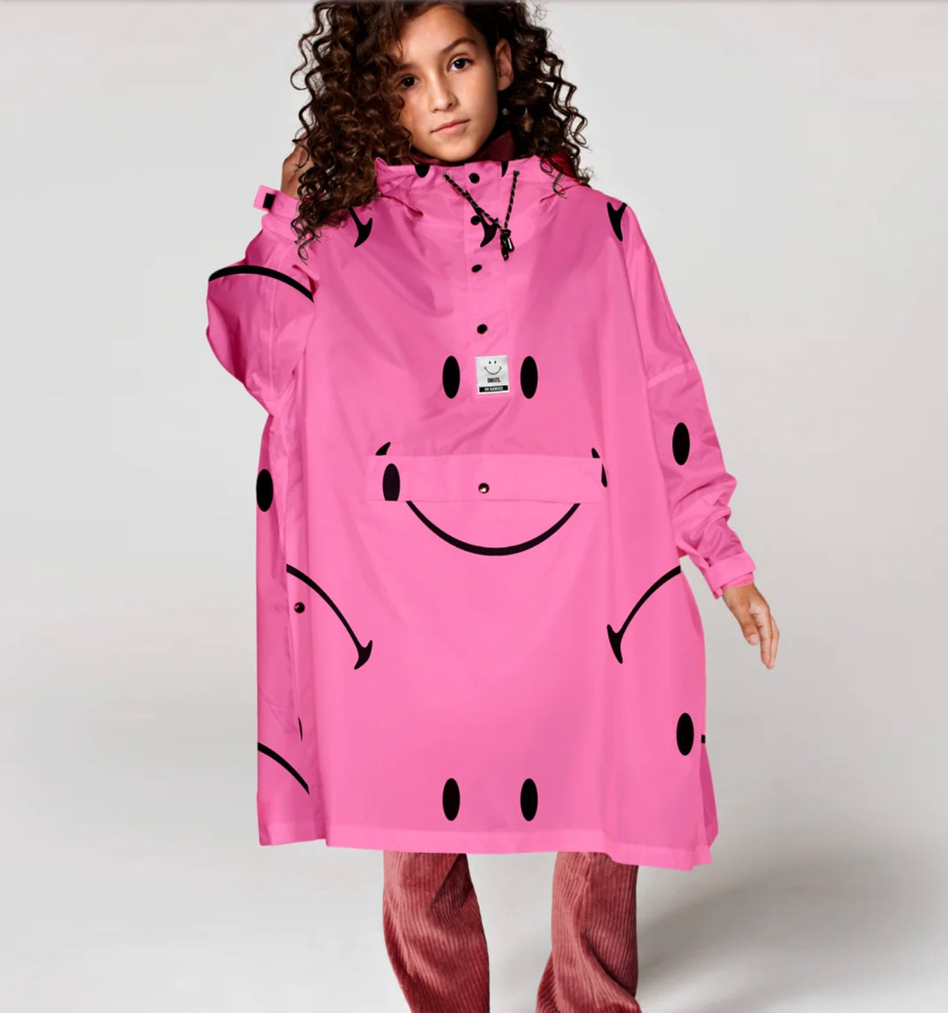 Kids Pink Smiley Poncho
