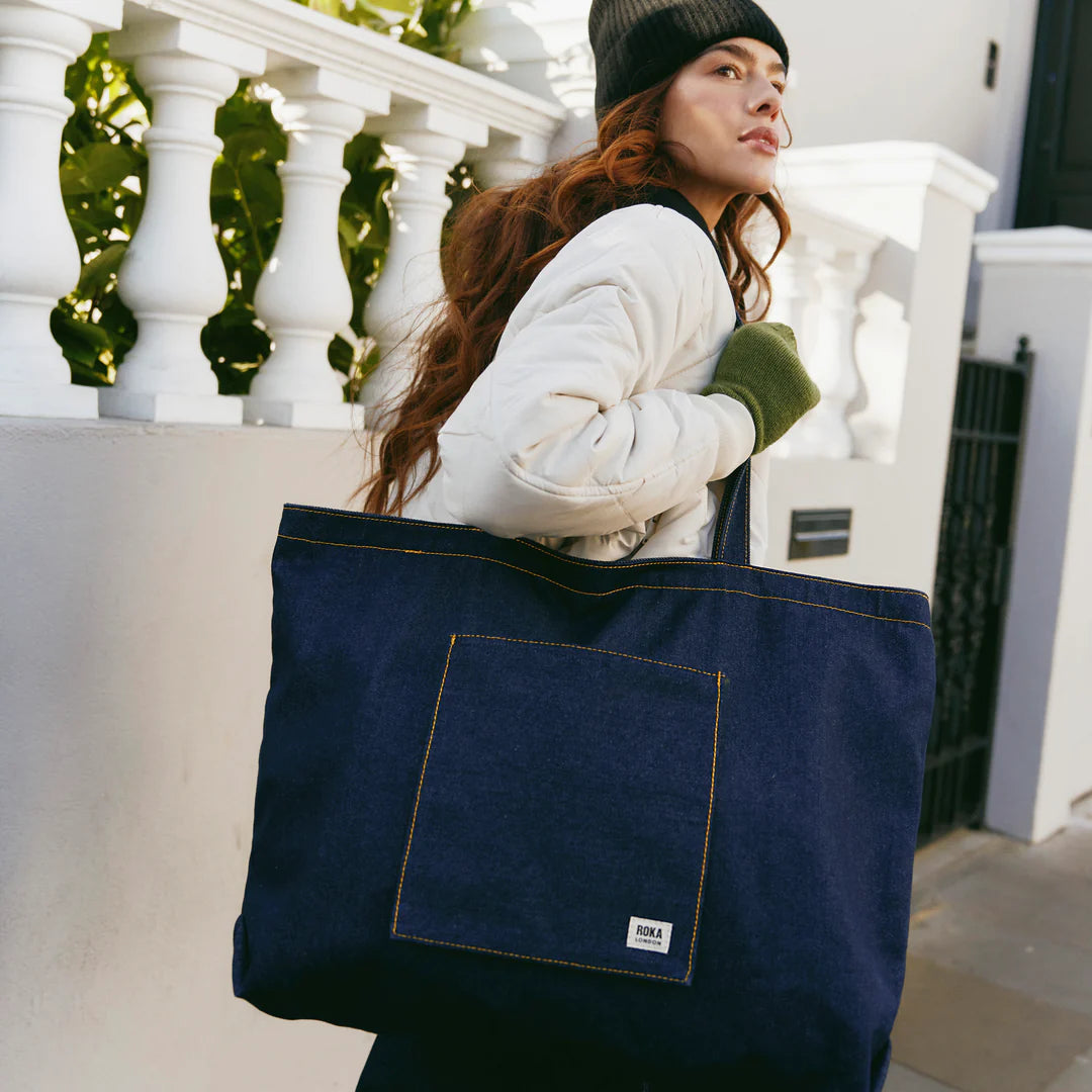 Portobello Wash Cotton Denim Tote - Large