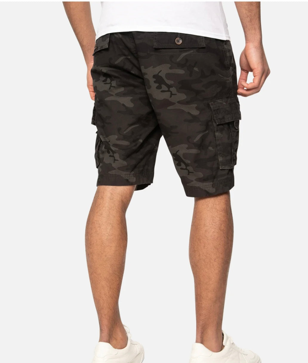 Threadbare Mens Charcoal Camo Cargo Shorts