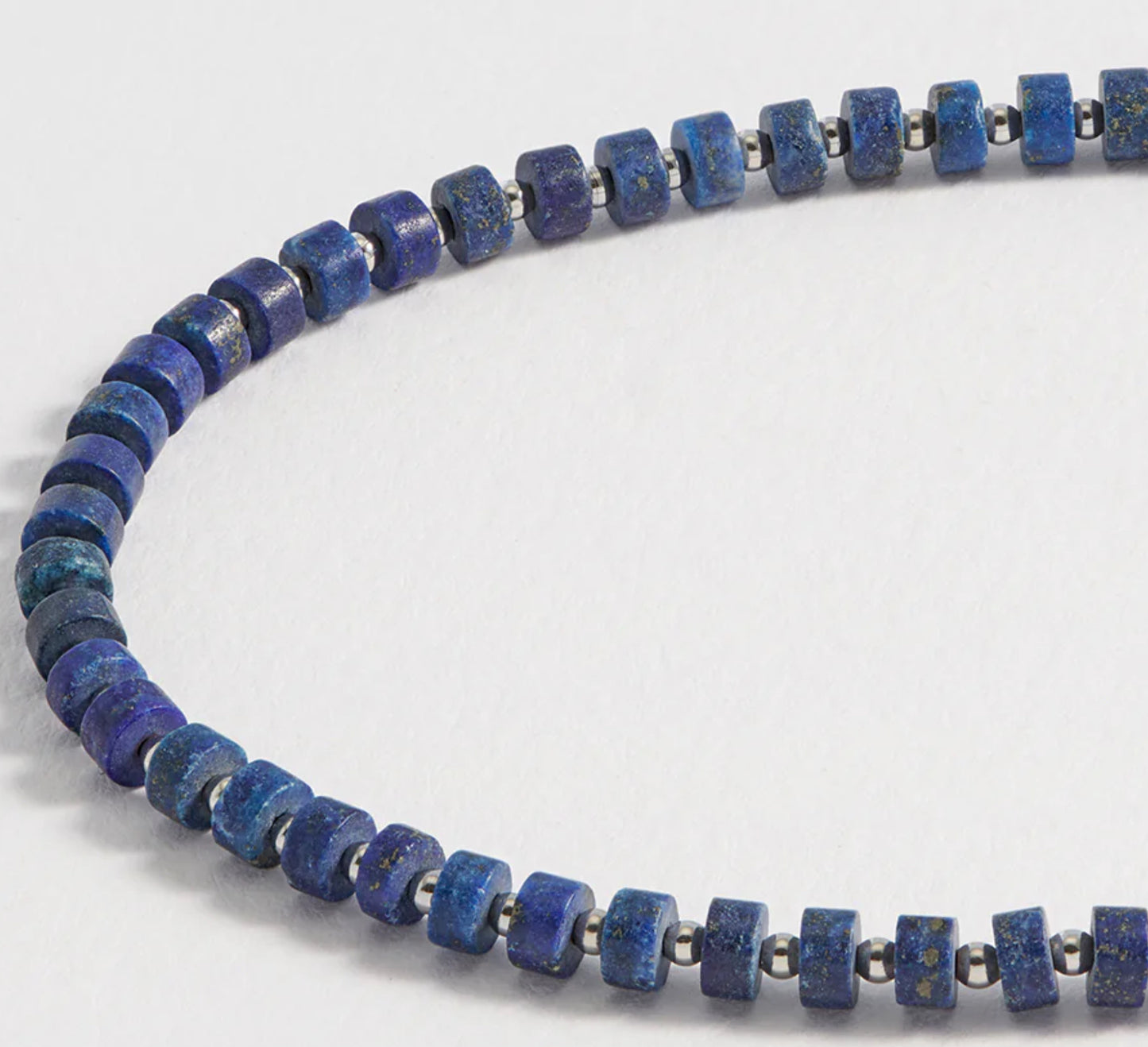 Mens Gemstone Rondelle Necklace - Lapis