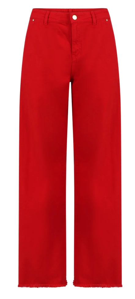 Raw Hem PETRA Fit Jeans - Scarlett Red