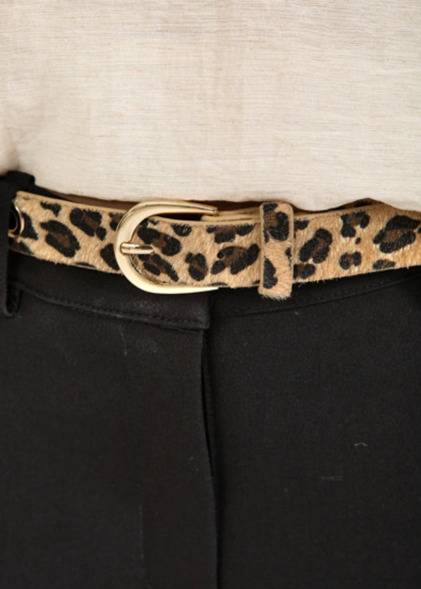Animal Print Belt - Leopard fur