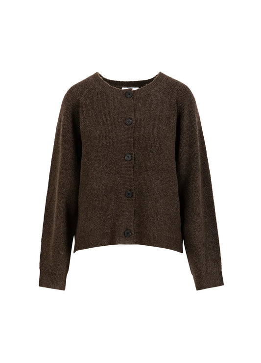 CC Heart EMMA O-Neck Knit Cardigan - Chocolate Melange