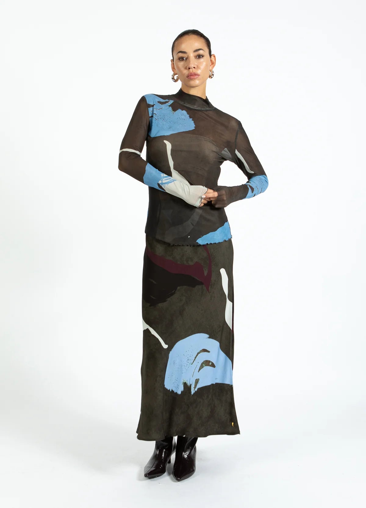 Shadow Graphic Print Skirt