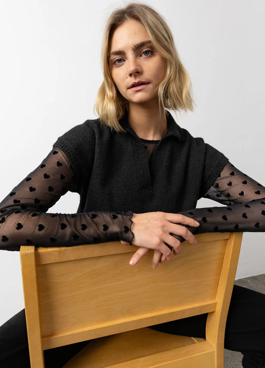CC Heart EVE Mesh Blouse - Black Velvet Heart