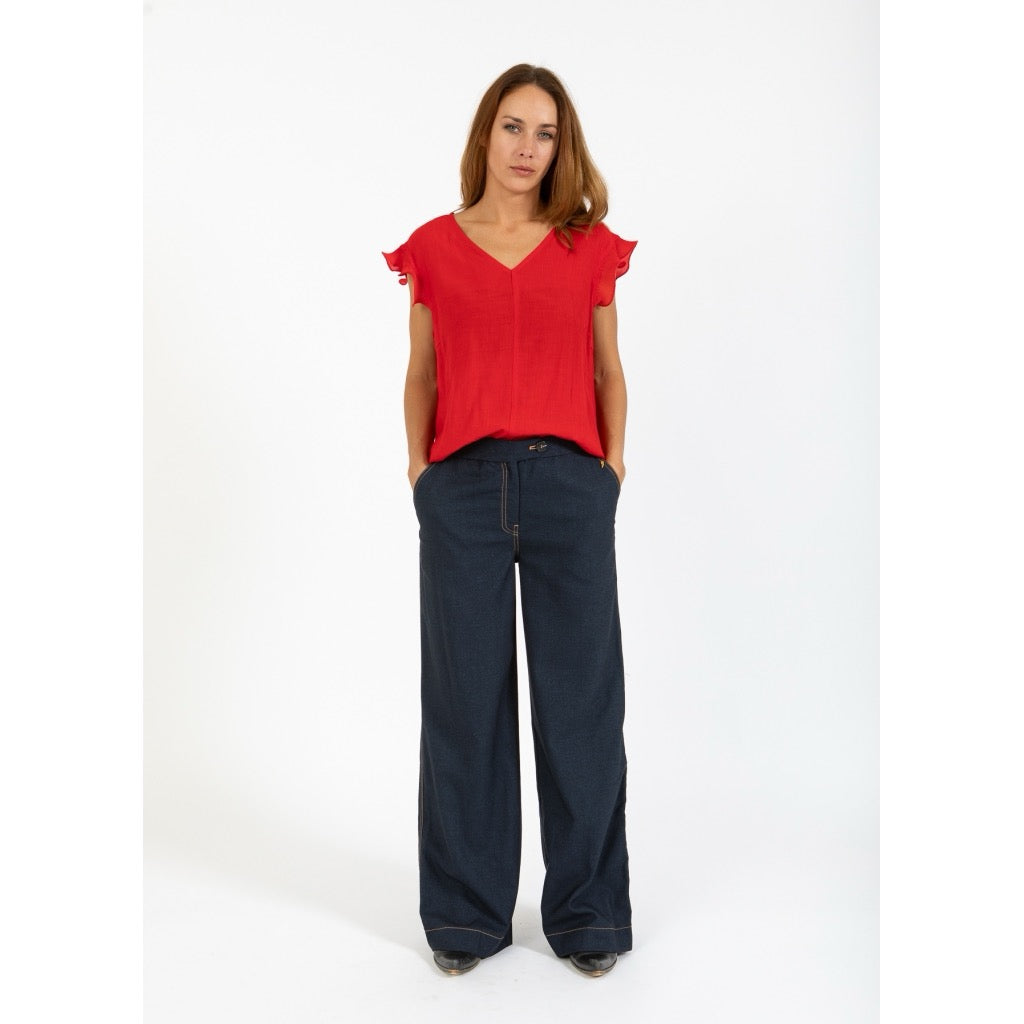 Top with Ruffles - v neck