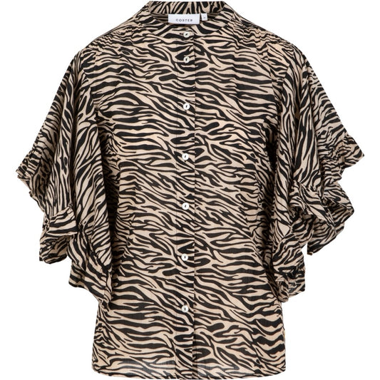 Ruffle Sleeved Top - Zebra Print