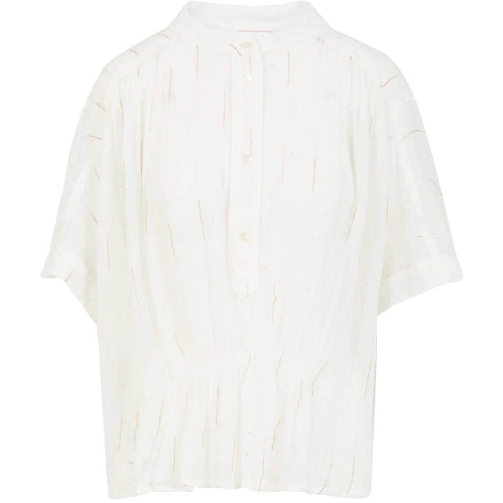 White Sheer Blouse with Gold Flecks
