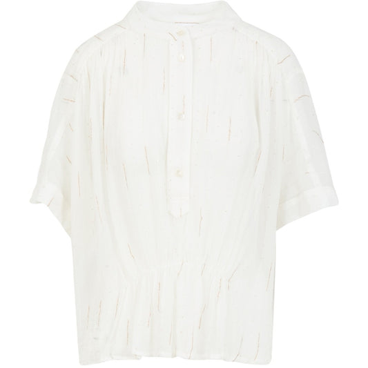 White Sheer Blouse with Gold Flecks