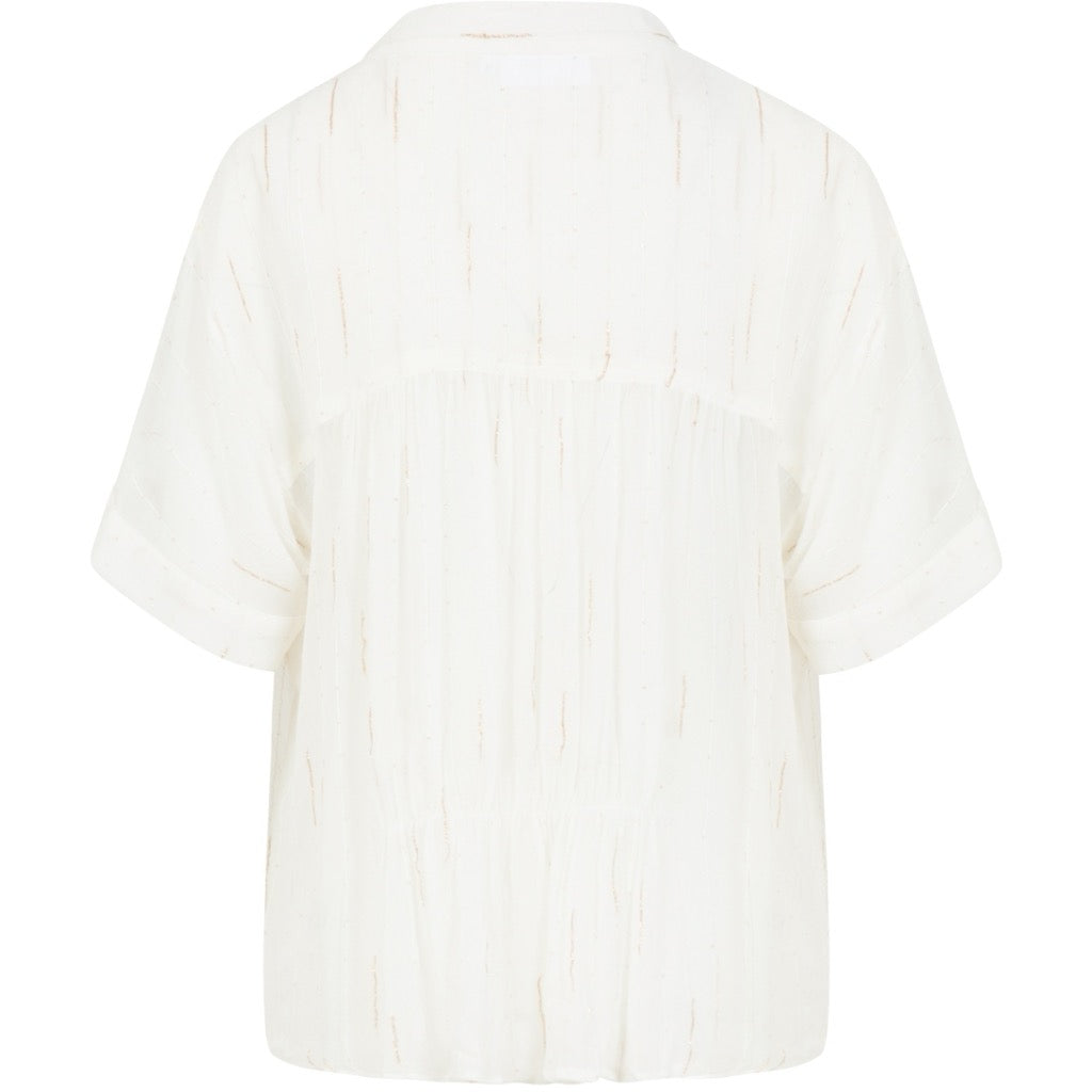 White Sheer Blouse with Gold Flecks
