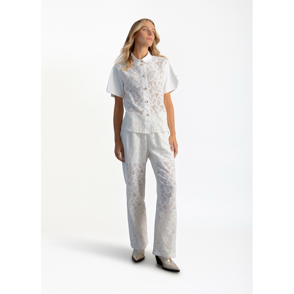 Lace top with utility details