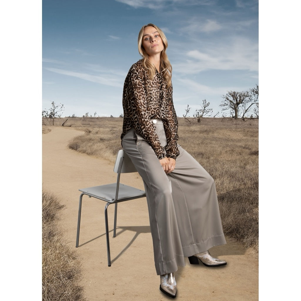 Shiny wide pants with high waist - PETRA fit