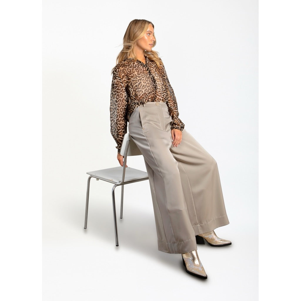 Shiny wide pants with high waist - PETRA fit