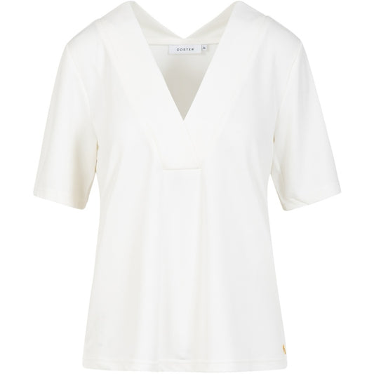 Double V-Neck Collar Top - Jersey Pique