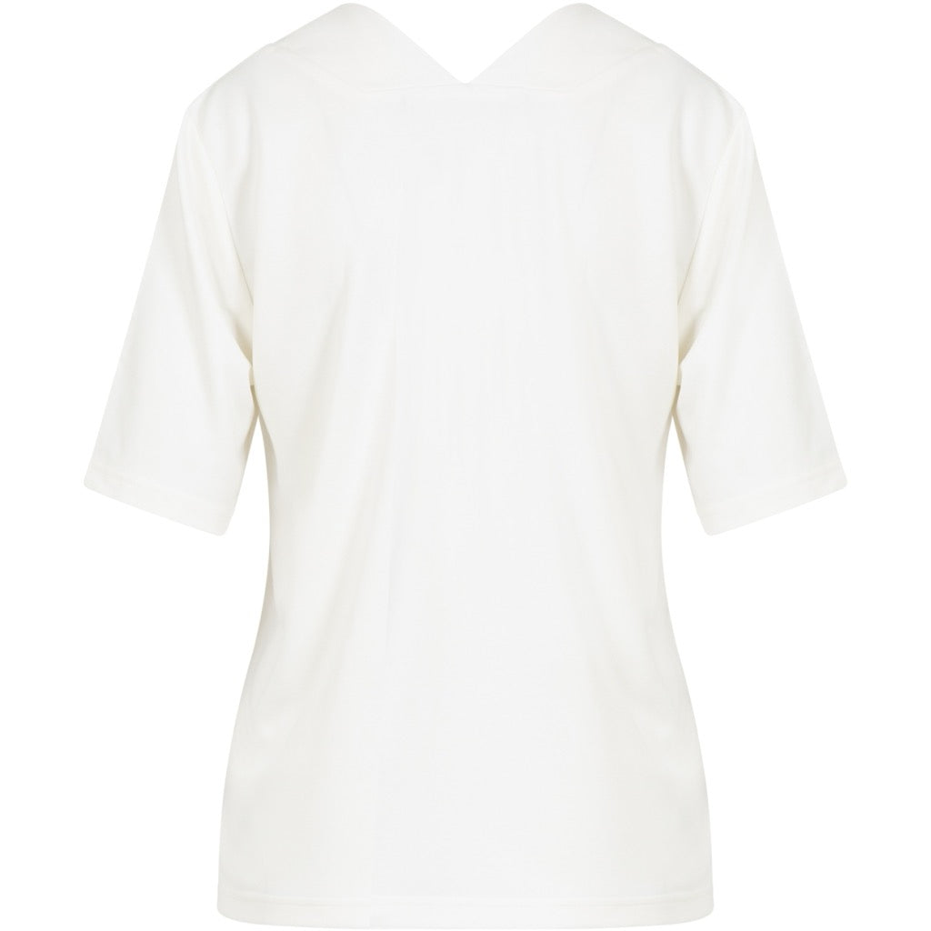 Top with double v-neck collar in jersey pique