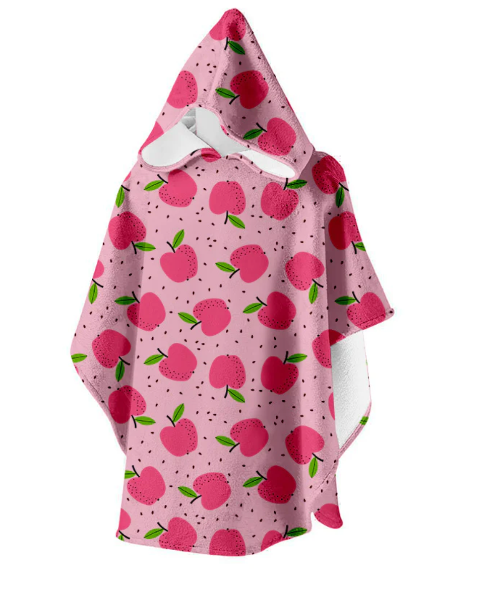 Slipfree Mela Pink Apples Towelling Poncho