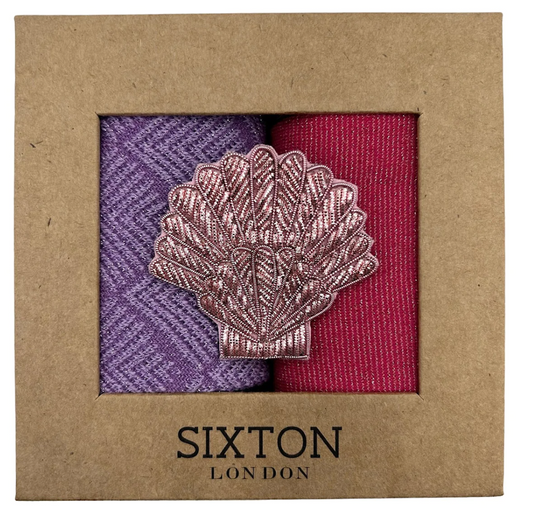 Lilac and Pink Mix Duo Soc kBox with Embroidered Pin