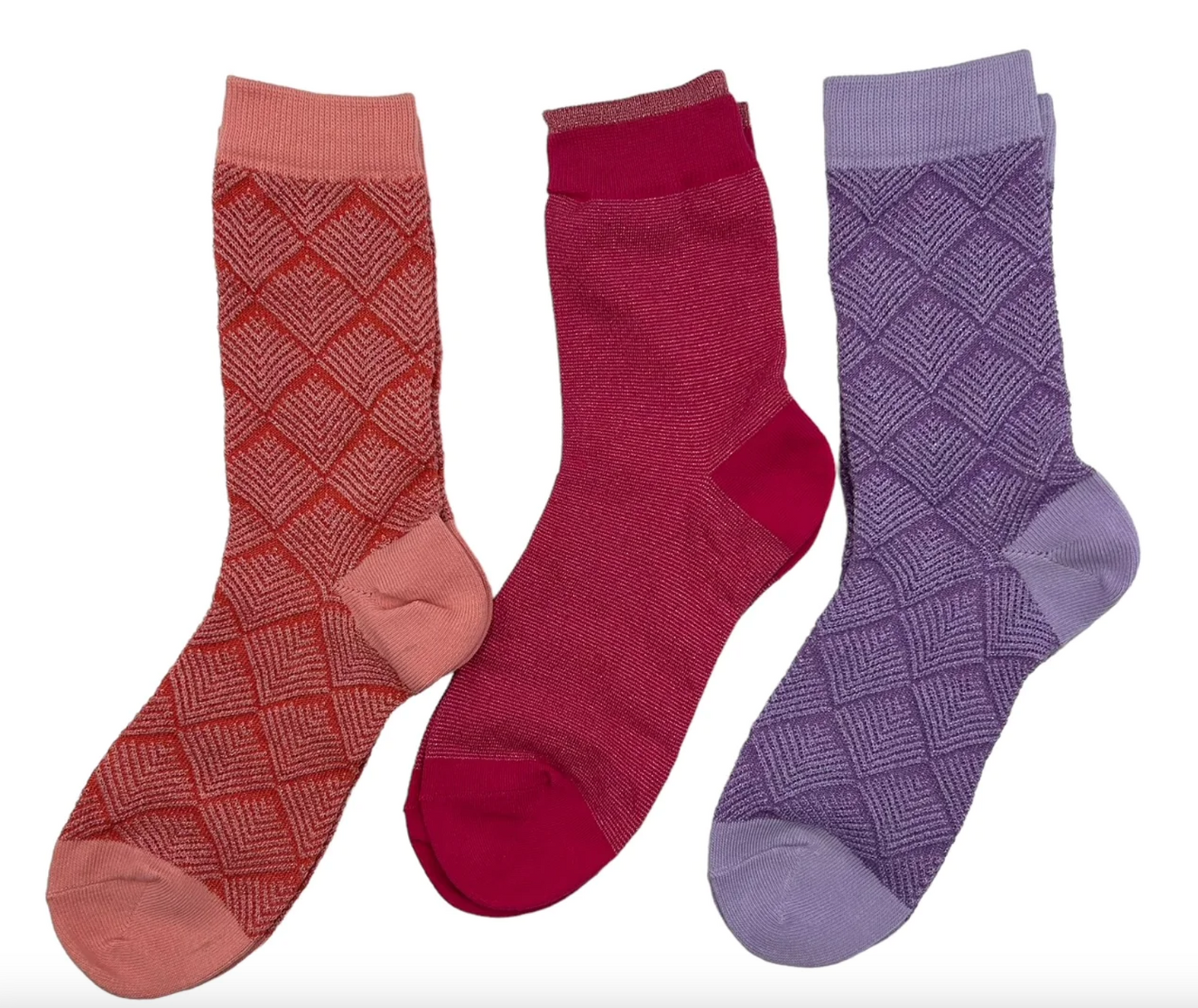 Pink Mix Sock Box with Embroidered Shell Pin