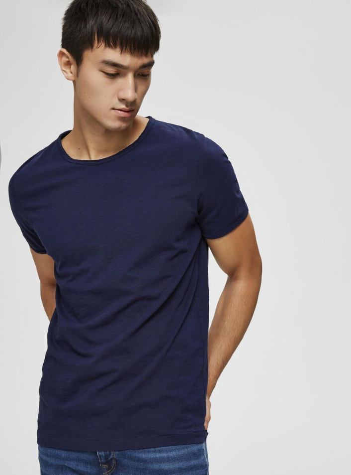SLHMORGAN O-NECK TEE- Maritime Blue