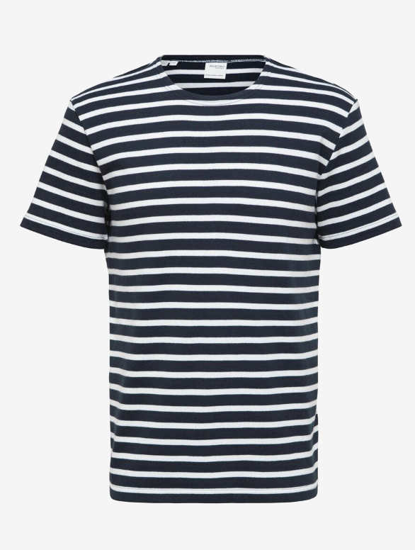 SLHBRIAC O-NECK TEE - Navy Blazer Stripe