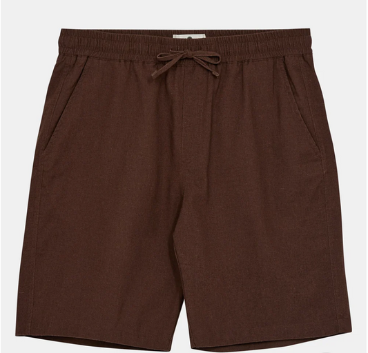 AKLT James Linen Ela Shorts - Chocolate Brown