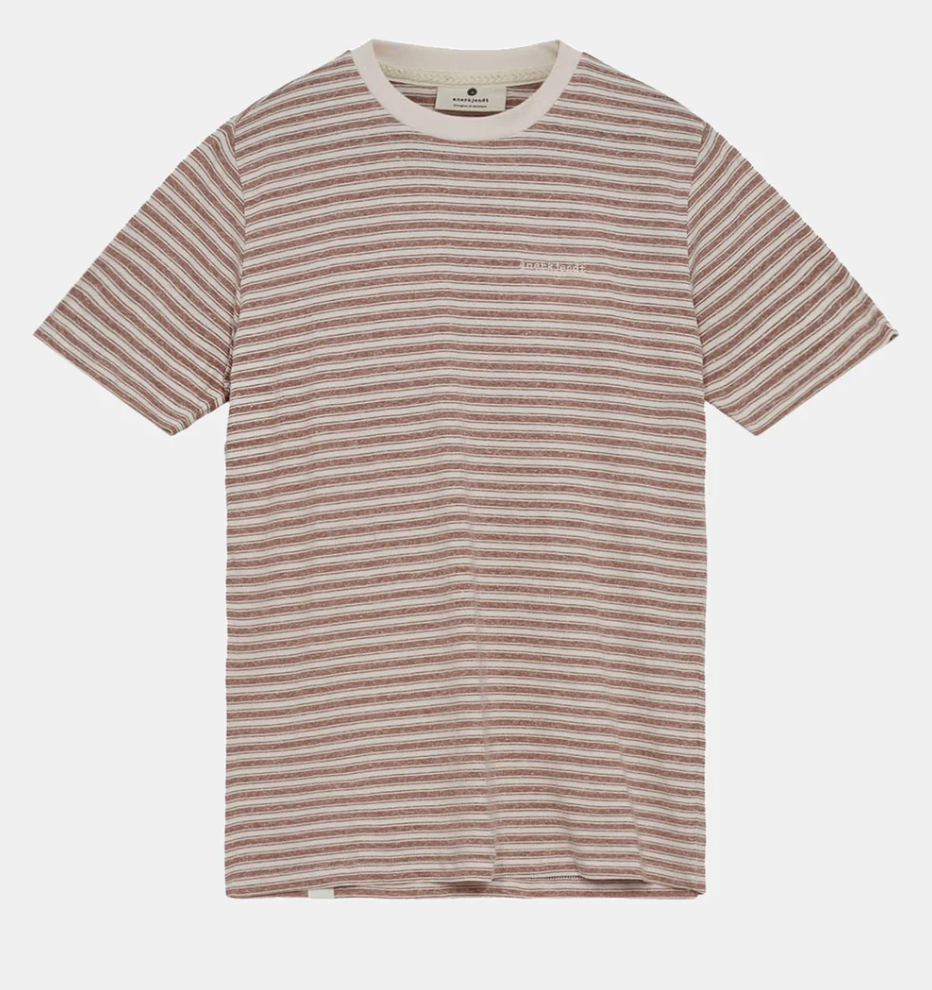 AKROD Linen / Cotton Stripe Tee - Cognac