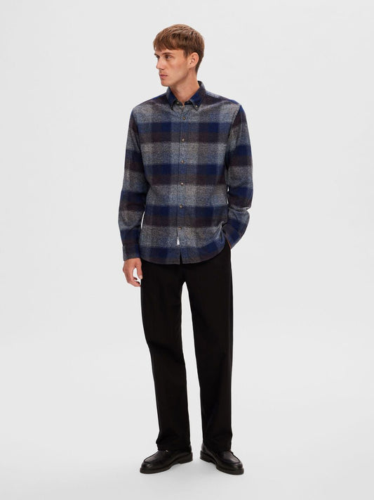 FANNEL CHECK LS SHIRT - Dark Blue