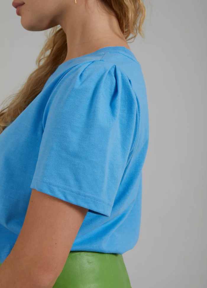Pleated T-Shirt - Coastal Blue