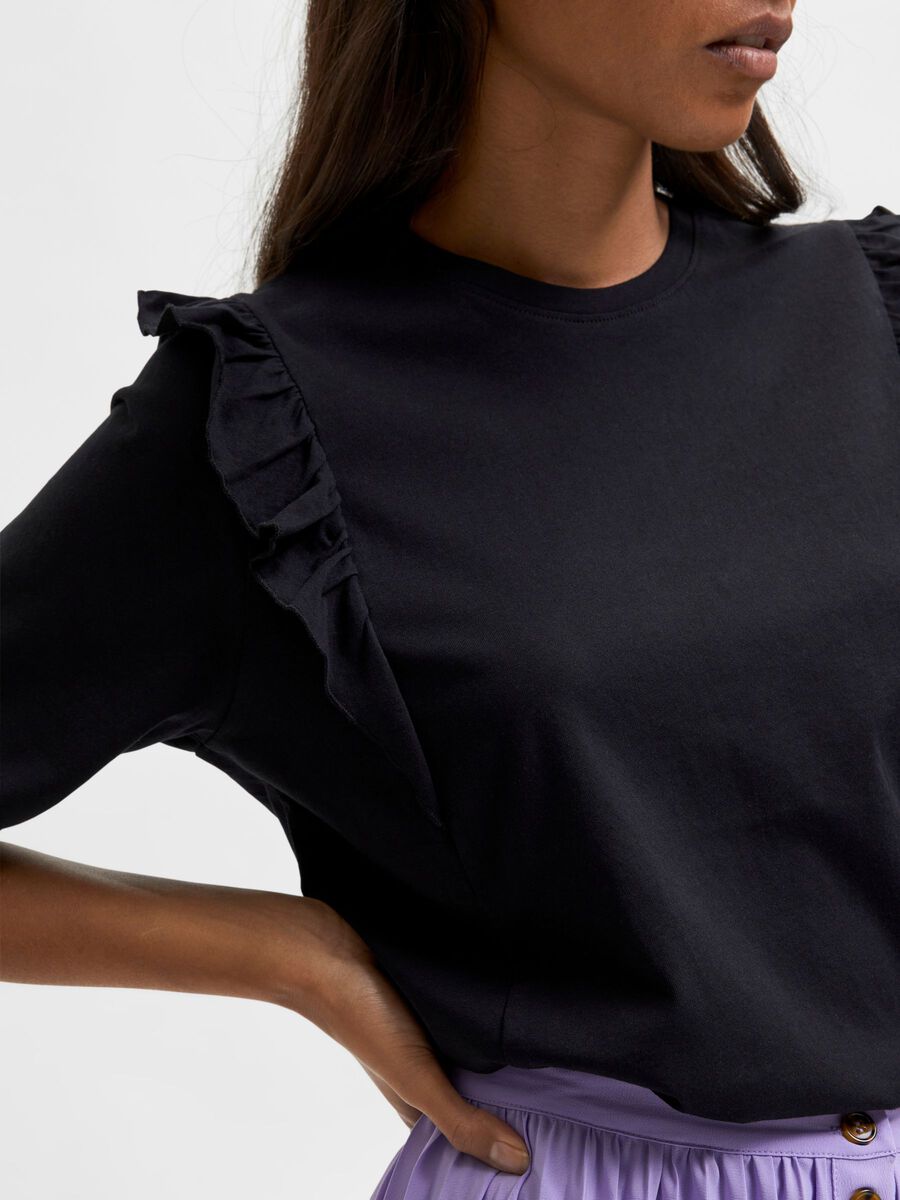 Black Ruffle T-Shirt