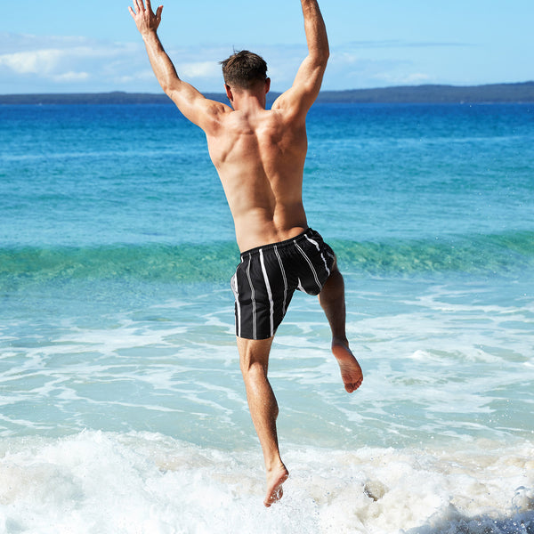 Stripe Swim Shorts - Pinstripe Black