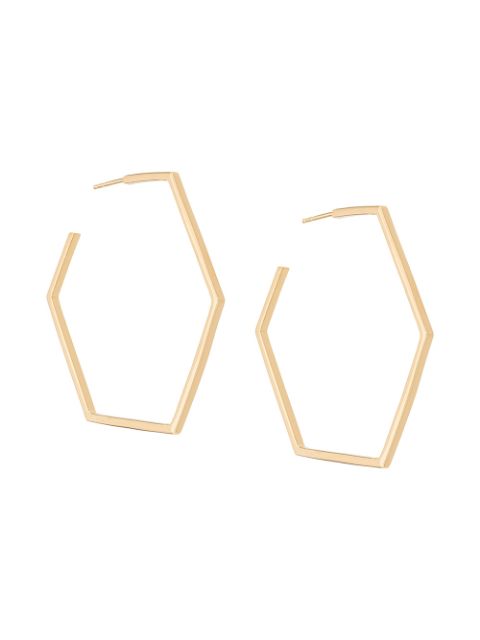 oversized hexagon hoop earrings - gold