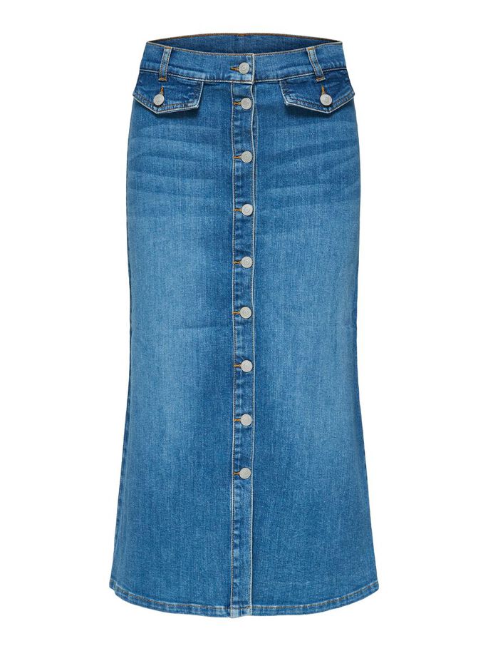 COTTON DENIM HW LONG SKIRT