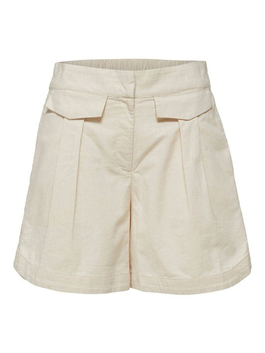 tailored a-line linen shorts