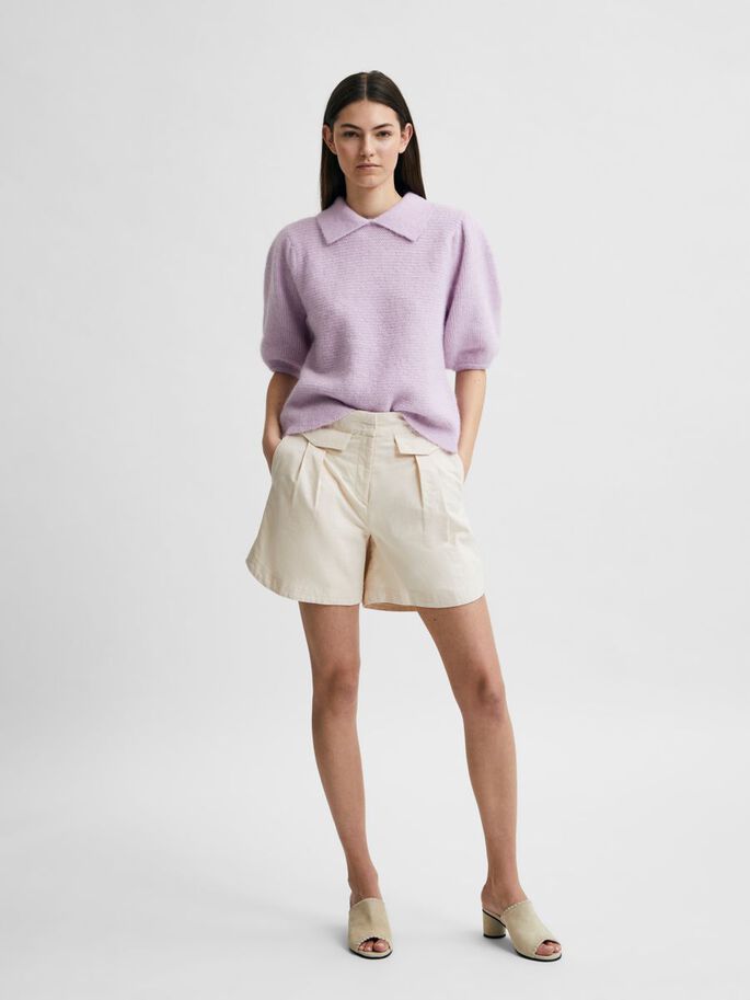 tailored a-line linen shorts