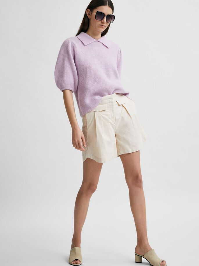 tailored a-line linen shorts