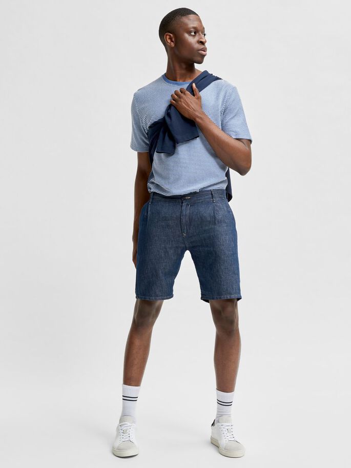 LINEN BLEND ORGANIC DENIM SHORTS